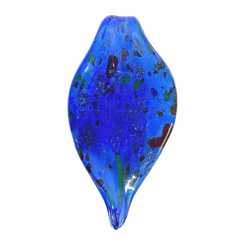 Art Glass Bubble Blue Teardrop Leaf Shape‎ Pendant